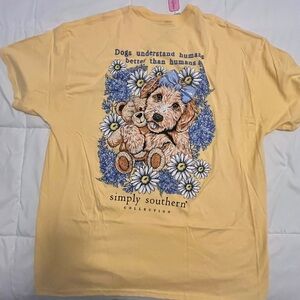 Simply Southern “Dogs Understand Humans Better Than Humans” Yellow Tee. XLarge